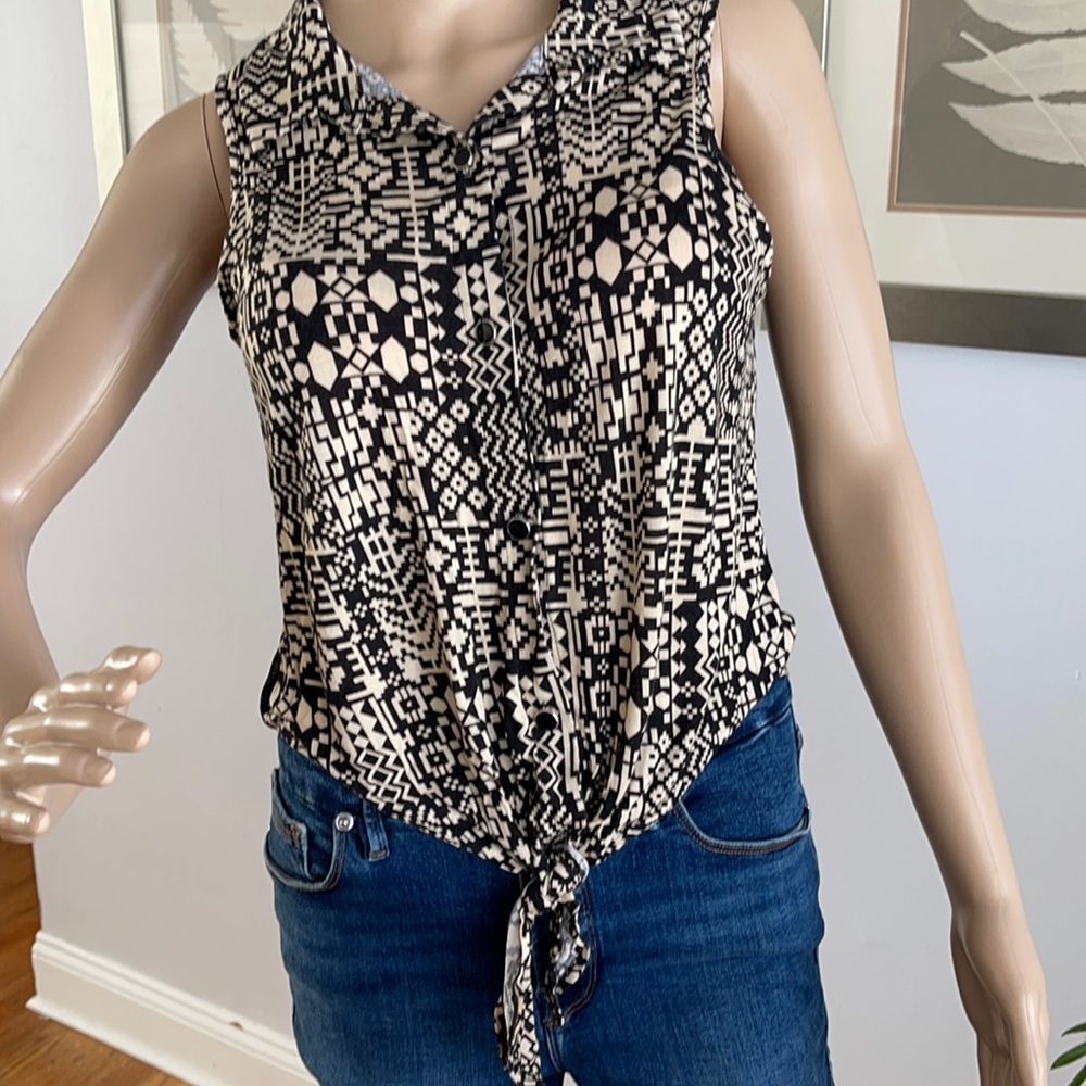 Sheer back tie front top size Medium
